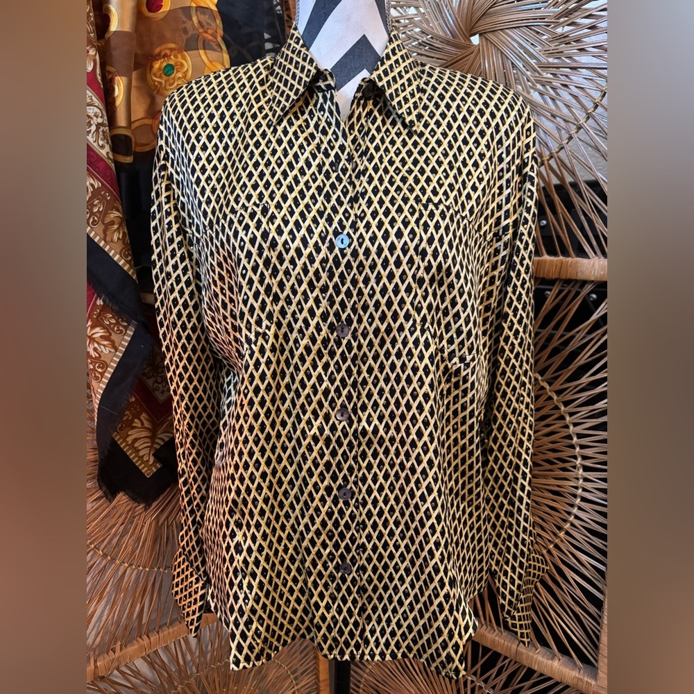 Vintage 80s NWT designer Paolo Santini retro silk blouse